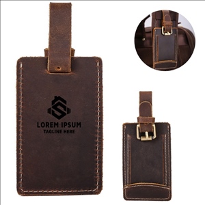 Debossed Top Grain Genuine Leather Baggage Tag in Gift Box